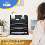 4 Pack Stackable Paper Trays for Letter Documents, Desktop File Organizers for - Image 4