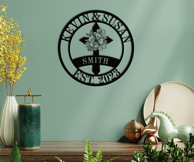 Personalized Cross Family Name Sign, Personalized Wedding Gifts, Wall Cross - Image 5