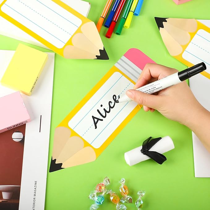 56 Pcs Name Tags for Desk Pencils Classroom Names Label Sticker Back to School - Image 5