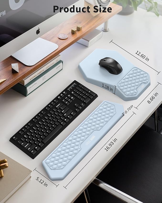 Ergonomic Mouse Pad and Keyboard Wrist Rest Support Set, Massage Design Mousepad - Image 4