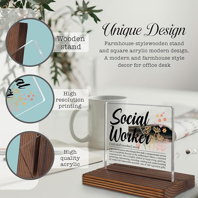 Social Worker Gifts, Thank You Desk Sign - Image 3