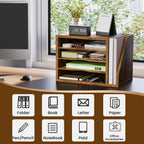 wooden mail organizer, desk organizer with 3 adjustable showing dimensions