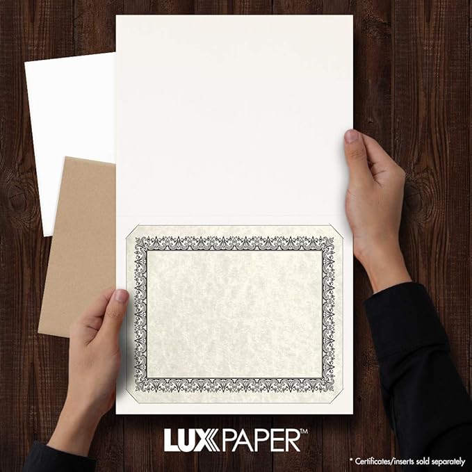 LUXPaper 9.5" x 12" Certificate Holders | White Linen | 100lb. Cover | 250 Qty - Image 3
