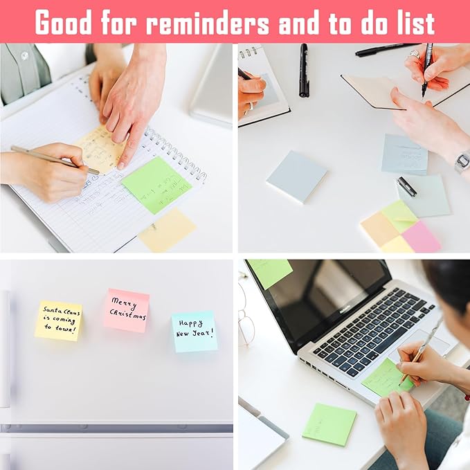 HappyHapi Sticky Notes 3x3 Inches Bulk 36 Pack 3600 Sheets Colored Self-Stick - Image 7