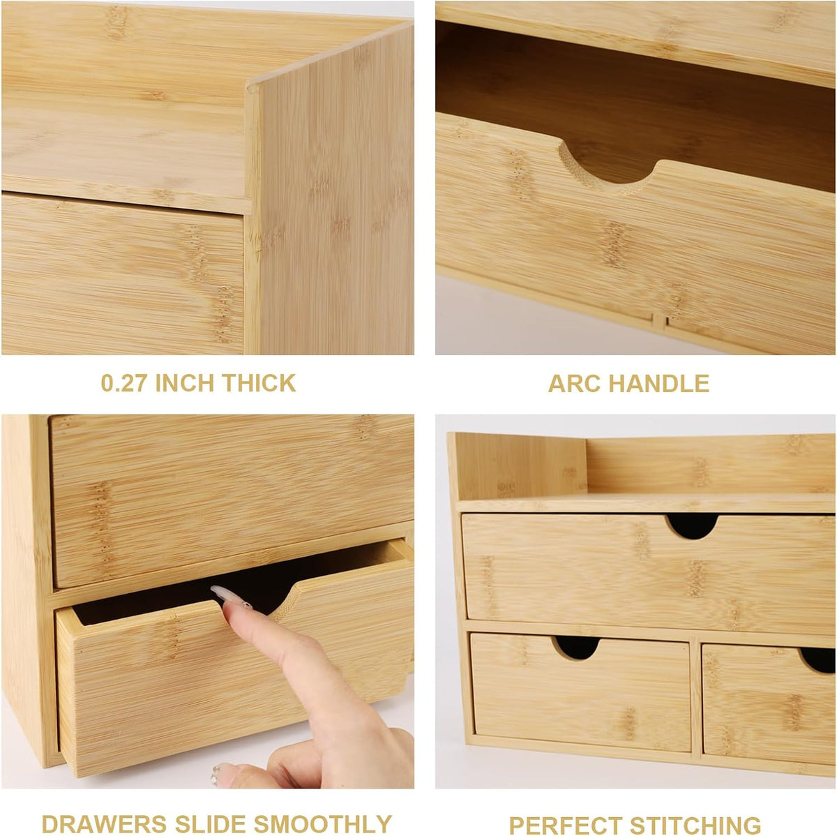 charmewooden bamboo desk organizer with drawers countertop drawers, package contents