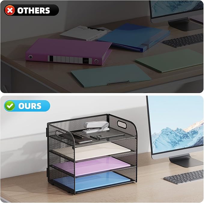 Marbrasse 4 Tier Paper Organizer Letter Tray - Image 2
