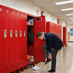 KAER Red Locker 54" H Metal Storage Locker Lockable Kid Sport Locker Employees Steel Locker with Door Shelf Mirror & Hooks for Home School Gym Office