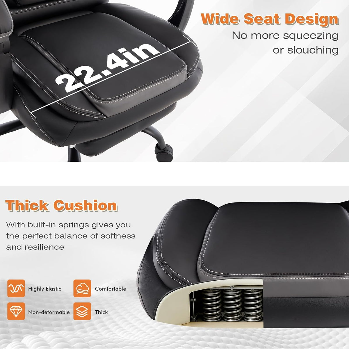 Reclining Ergonomic Office Chair with Footrest