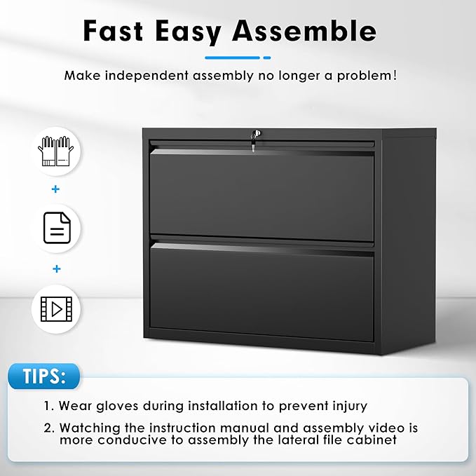 Pataku Lateral File Cabinet, 2 Drawer File Cabinet - Image 9