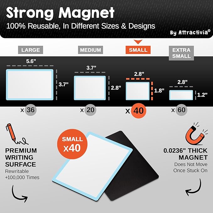 Attractivia Dry Erase Magnetic Labels 2.8 x 1.8 in, Color Borders, Small Dry - Image 3
