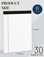 6 Pack 8.5 x 11 Legal Pads for Office Supplies Paper Pads 8.5 x 11 White Note - Image 2