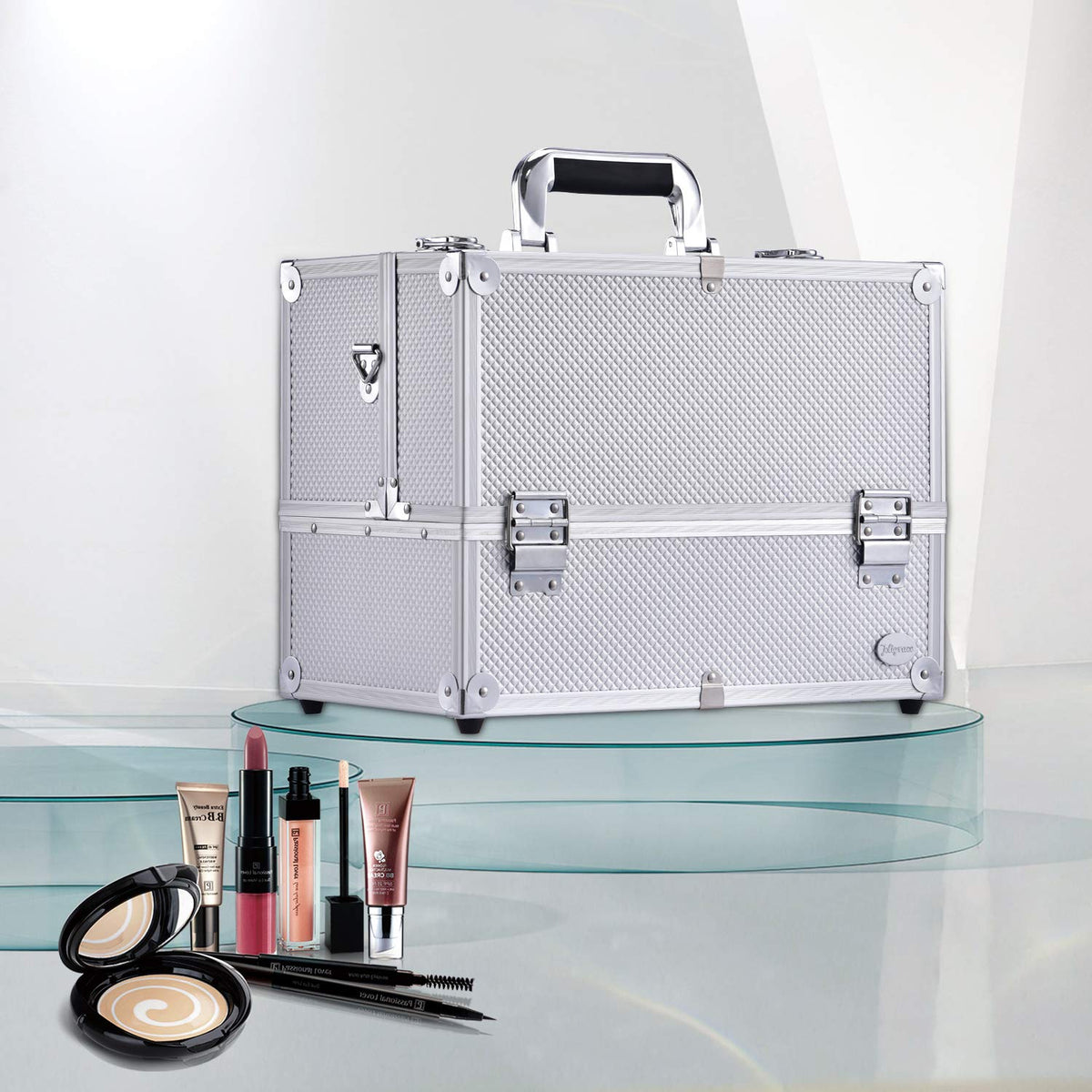 Joligrace Extra Large Makeup Train Case 6 Tray Make Up Artists Organizer Box ...