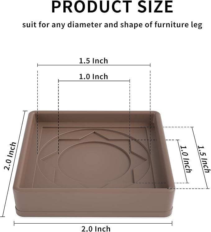 Furniture Coasters 8 Pcs 2” Furniture Caster Cups Non Slip Furniture Pads - Image 3