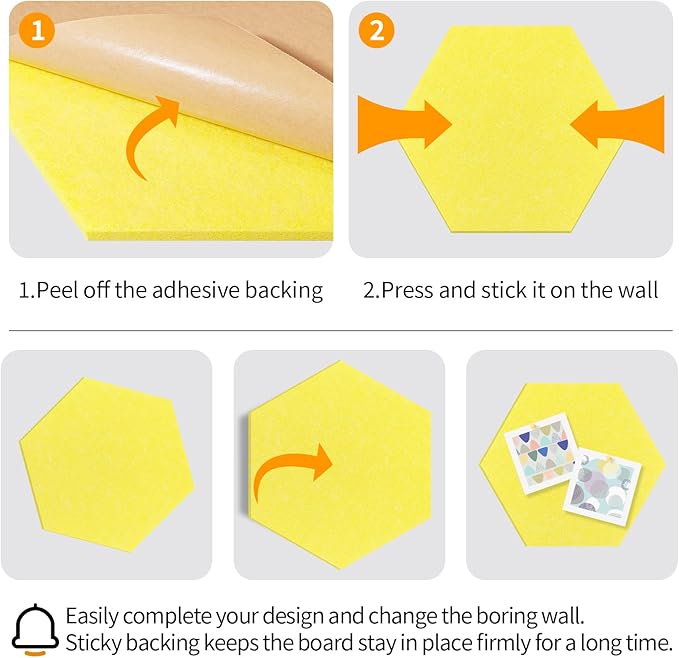 12'' Medium Hexagon Cork-Bulletin Board Tiles Frameless 10 Pack Adhesive - Image 7