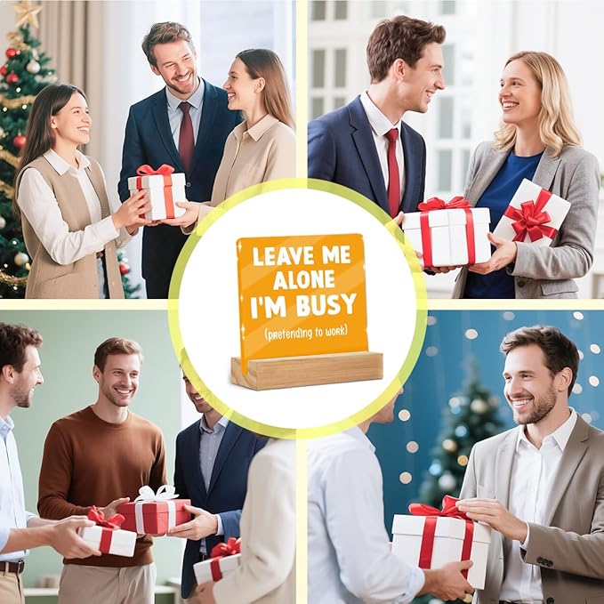 Funny Office Decor Desk Leave Me Alone Acrylic Sign 4x4 Inch, Humorous - Image 6