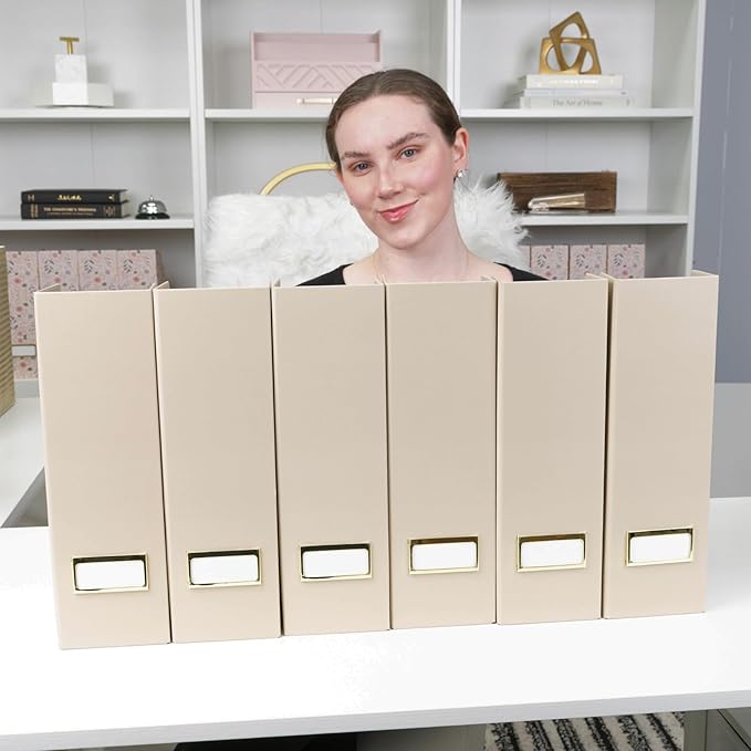 BLU MONACO | Set of 6 Foldable Taupe Magazine File Holders - Image 3