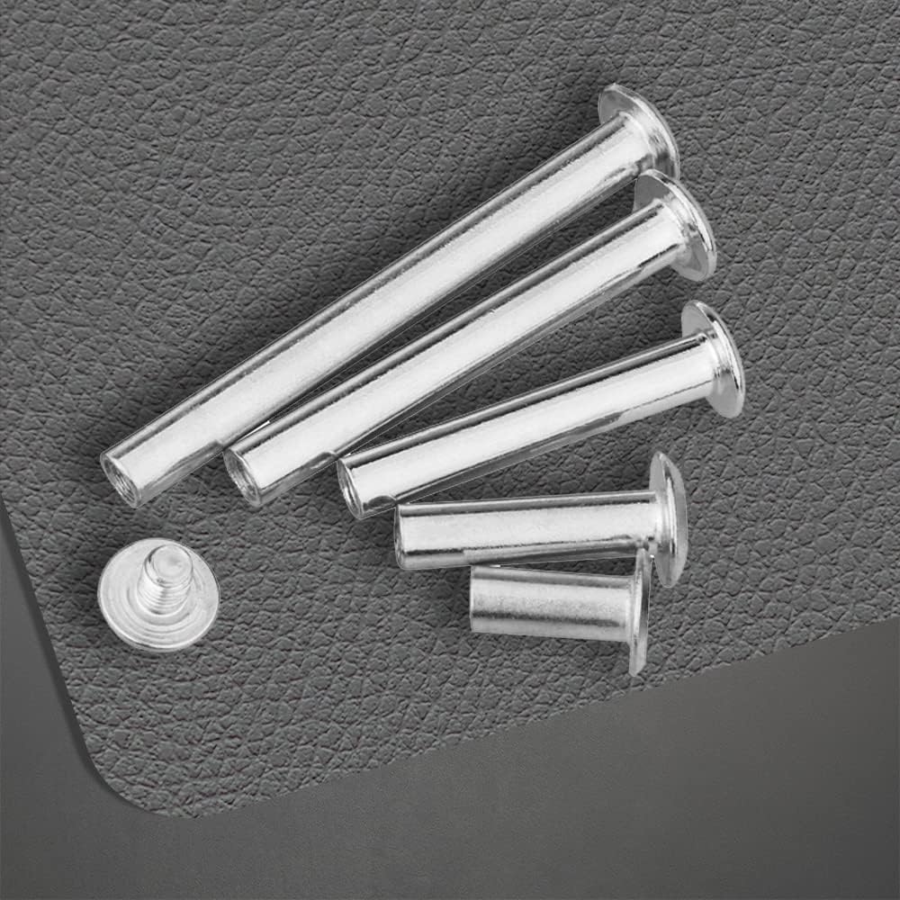 230Pcs(115 Pair) Phillips Chicago Binding Screws Assorted Kit Binding Screw Post Extenders for DIY Leather Decoration Scrapbook Photo Albums M5 x 5/6/8/10/12/15/18/20/22/25/30/35/40mm Silver