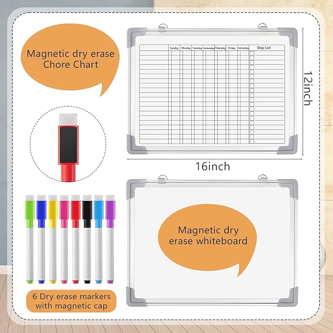 Lincia 12 x 16 Magnetic Dry Erase Chore Chart Board - Image 2