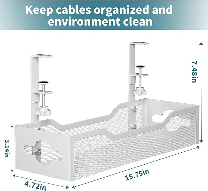 Under Desk Cable Management Tray White, Litwaro Cable Management Under Desk No - Image 7