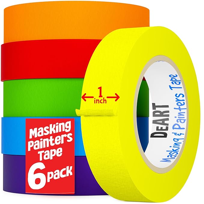 DEART 6 Pcs Colored Masking Tape, Extra Long 1008 Feet or 360 Feet x 1 Inch by Unknown