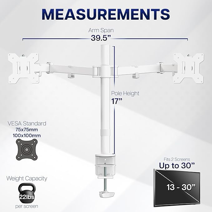 VIVO Dual Ultrawide Monitor Desk Mount, Heavy Duty Fully Adjustable Steel Stand - Image 4