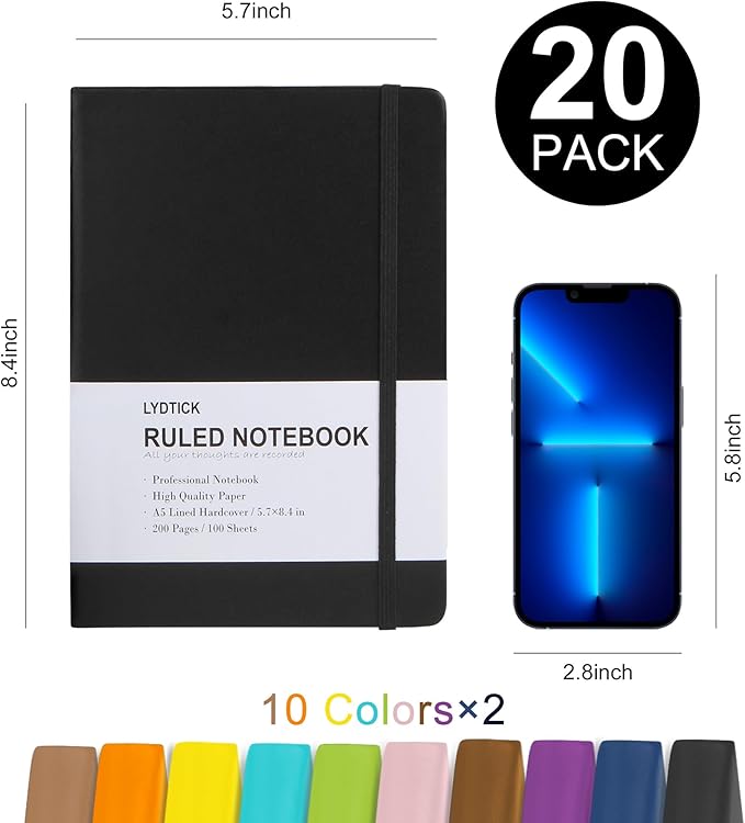 LYDTICK 20 Pack Journals for Writing College Ruled Notebooks Journal in Bulk - Image 2