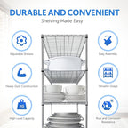 4000 LBS Heavy Duty Wire Rack 48 x 18 x 76, 5-Tier NSF Commercial Rolling Rack - Image 4