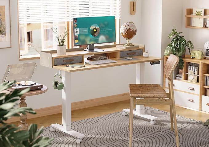 Claiks Standing Desk with Drawers, Stand Up Electric Standing Desk Adjustable - Image 2