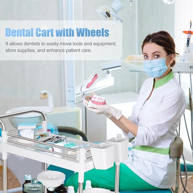 Mobile Utility Cart with Wheels Professional Medical Trolley Cart 220 Lbs Load - Image 4