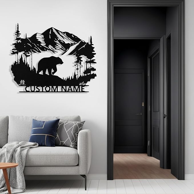 Custom Bear Metal Sign, Custom Bear Metal Wall Art Decor, Personalized Last - Image 5