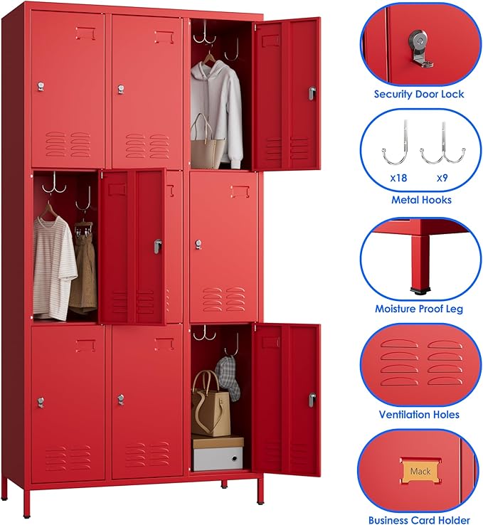SUPEER 9 Doors Metal Locker - Image 4
