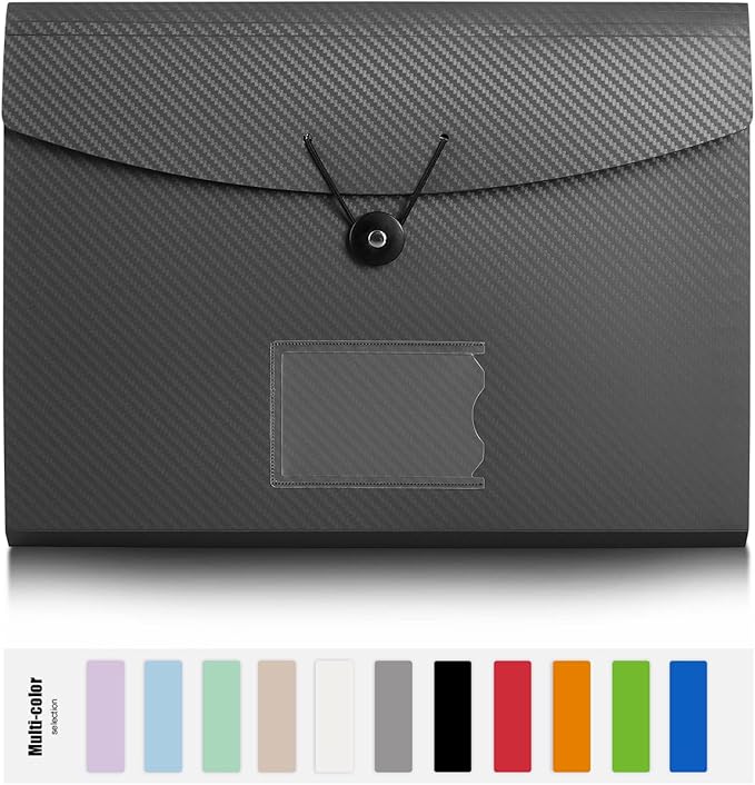 Nicfaec Expanding File Folder, 13 Pockets, Polypropylene - Image 2