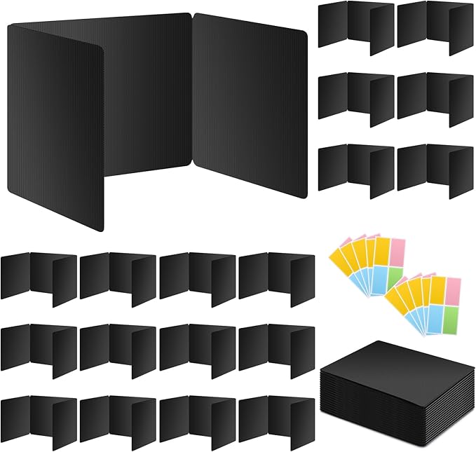 18 Pack Black Desk Dividers for Students, Privacy Shields Folder for Students by bcabo