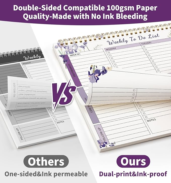 ALKALO 104 Pgs Weekly To Do List Notepad, 52 Duplex-Printed Undated Sheets 100 - Image 8