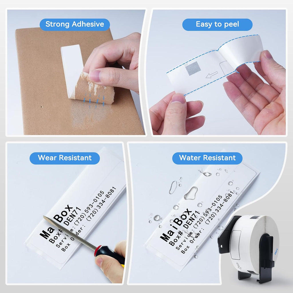 12 Rolls DK11201 Compatible Brother DK Address Labels Replacement for Brother DK-1201 (1.1 in x 3.5 in), Use with Brother QL Label Printers [12 Rolls/4800 Labels + 1 Frame]