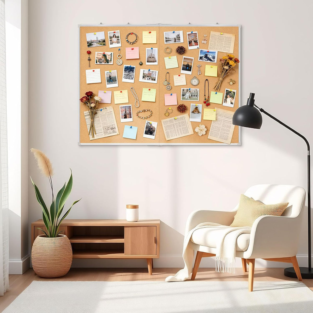 Double-Sided Large Foldable Cork Board, 48" x 36"
