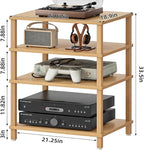 4-Tier AV Media Player Stand, Natural Stereo Cabinet, Modern Audio Shelf - Image 3