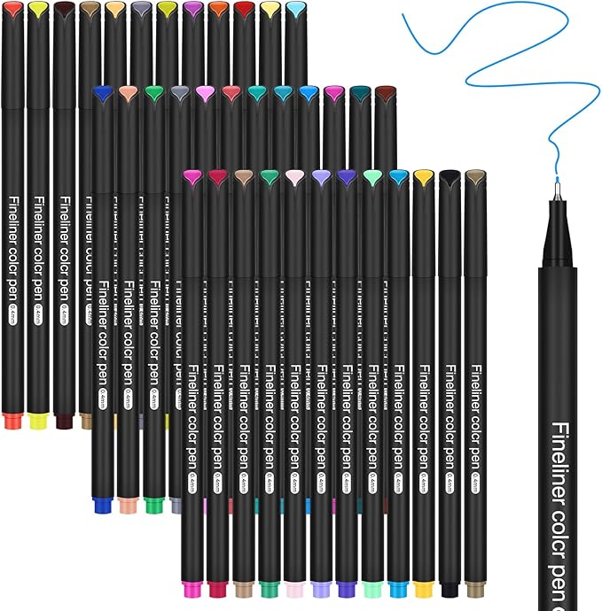 huesamhi Journal Planner Pens 36 Vibrant Colors, 0.4mm Fine Point Markers by Unknown