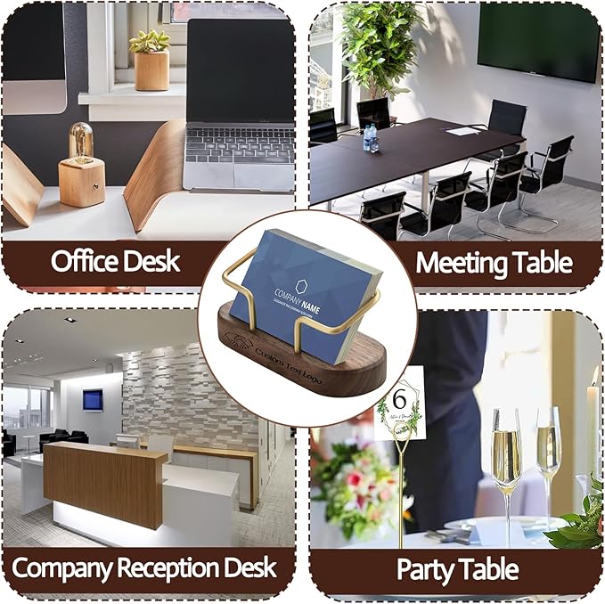 HJX Custom Business Card Holder Desk-Personalized Engraved Wooden Business Card - Image 7