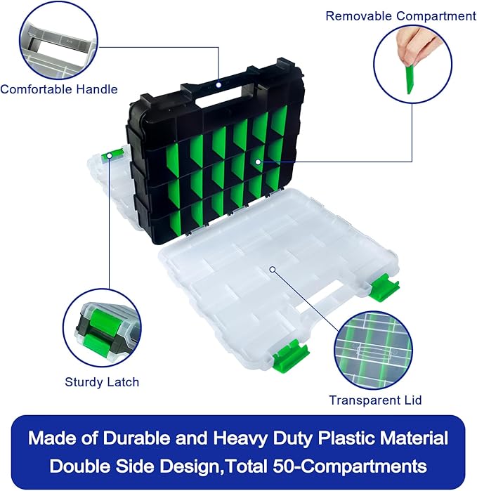 Tools Organizer Box Small Parts Storage Box 50-Compartment Double Side Hardware - Image 6
