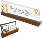 Artblox Personalized Office Desk Name Plate and Business Card Holder | Clear by Artblox