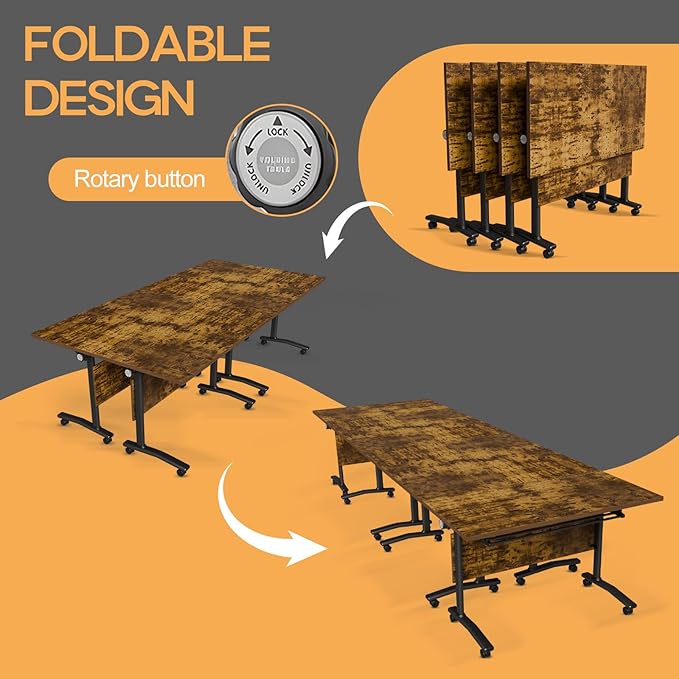 Folding Conference Table 4ft 5ft, Foldable Office Meeting Desk - Image 3