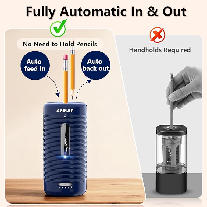 AFMAT Electric Pencil Sharpener, Fully Automatic Pencil Sharpener, Auto in & Out - Image 2