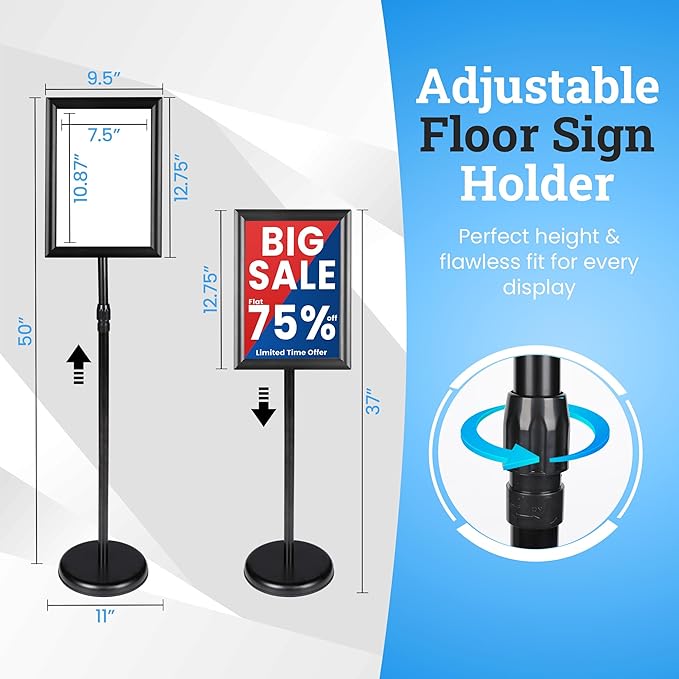 Banzoni Standing Sign Holder | Adjustable Pedestal Signage Stand - Image 3