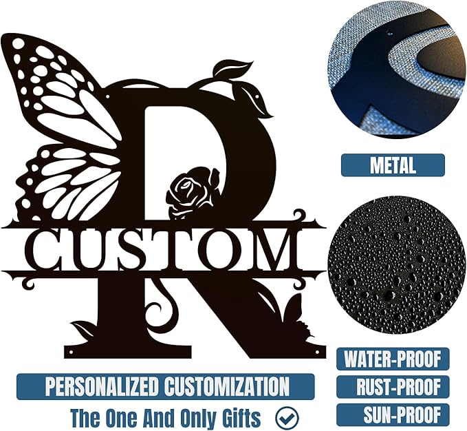 Personalized Custom Letter Name metal Signs, Custom Black Letter Monogram Wall - Image 6
