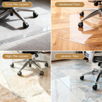 Vicwe Glass Chair Mat for Carpet, 32"x48" Tempered Glass Office Chair Mat | 1/5" Thick,Heavy Duty Chair Mat with Rounded and Polished Edges,Smooth Glide for Carpet & Hardwood Floor Protection,Ship Flat
