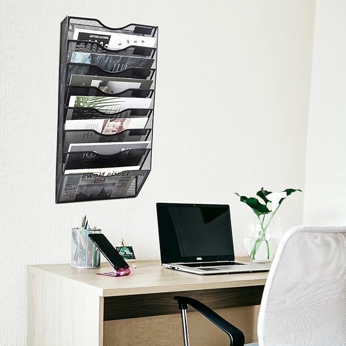 EASEPRES 8 Pocket Mesh Hanging Wall File Organizer, Wall Mounted Mail Paper - Image 4