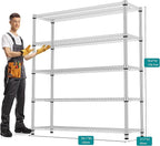 M MZG 5 Tiers Shelf 3300 lbs Steel Storage Shelving Utility Shelving Unit Steel - Image 3