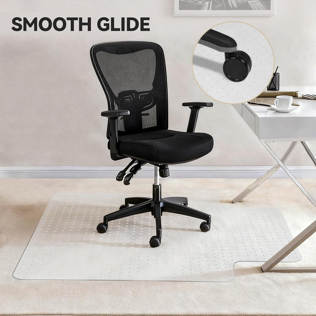 32"x48" Office Chair Mat for Carpet with Lip, Flat Shipping | Heavy Duty Hard Clear Chair Mats, Under Desk Protector Floor Mat, Smooth Glide Plastic Rolling Computer ChairMat