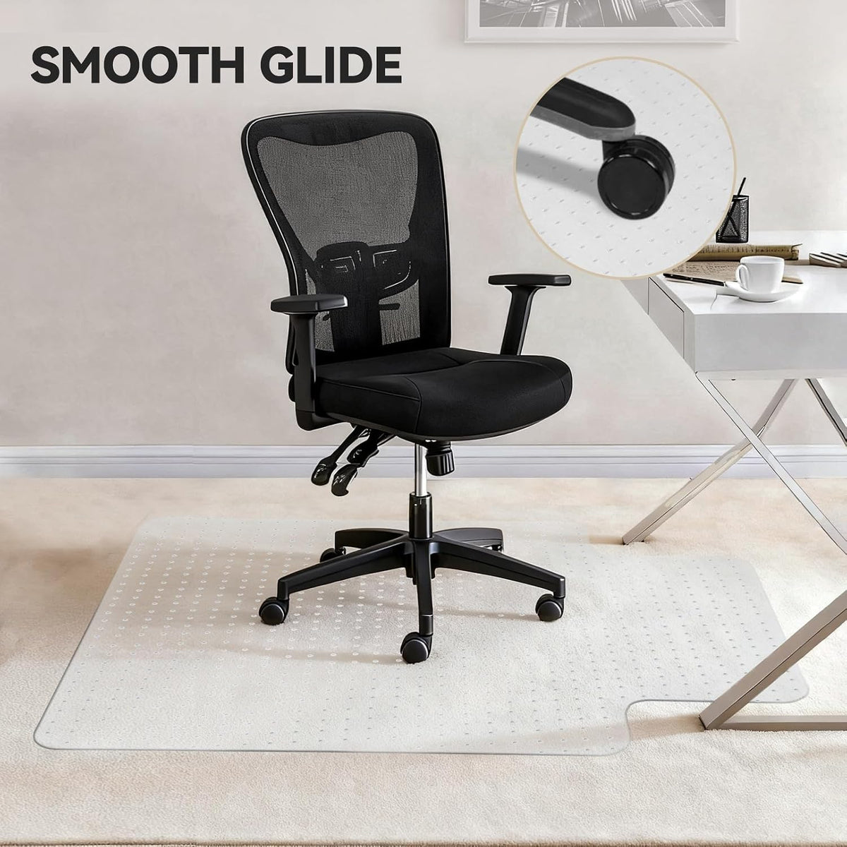 32"x48" Office Chair Mat for Carpet with Lip, Flat Shipping | Heavy Duty Hard Clear Chair Mats, Under Desk Protector Floor Mat, Smooth Glide Plastic Rolling Computer ChairMat